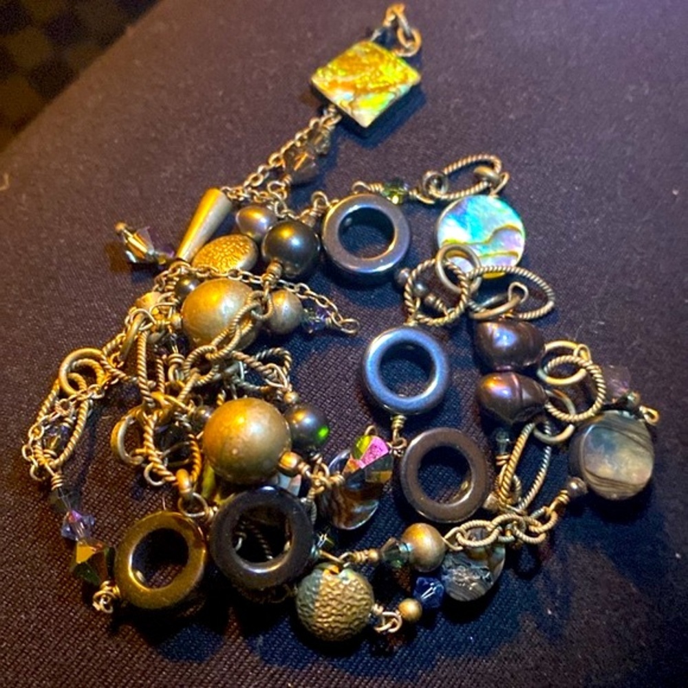 Silpada Sterling Silver Abalone Mother of Pearl Onyx Hematite Pearl Necklace - Picture 7 of 16
